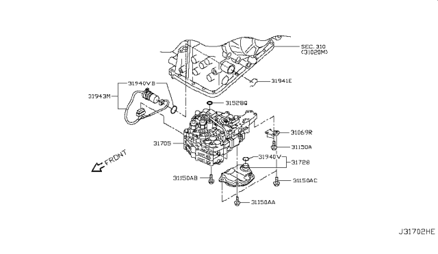 2009 Nissan Altima  Oil Strainer Assembly Diagram for 317281XZ0D