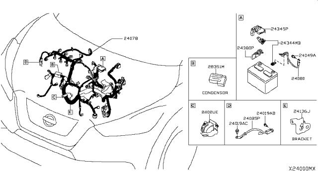 2018 Nissan Kicks Bracket-EGI Harness Diagram for 241365RB0A