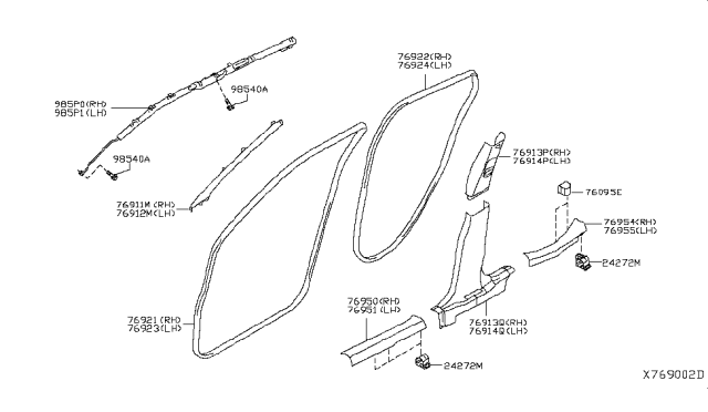 2018 Nissan Kicks Curtain Air Bag Passenger Side Module Assembly Diagram for 985P05RL1A