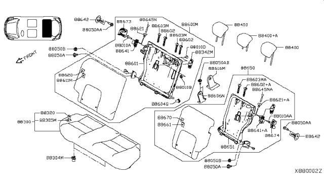 2019 Nissan Kicks  Headrest Assy-Rear Seat Diagram for 864605RB2A
