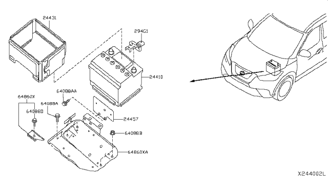 2018 Nissan Kicks  Plate-Battery Stopper Diagram for 244571HL0A