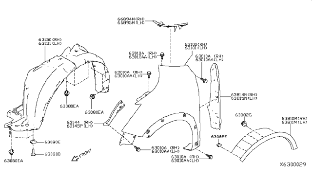 2019 Nissan Kicks  Protector-Front Fender, LH Diagram for 638435RB0A