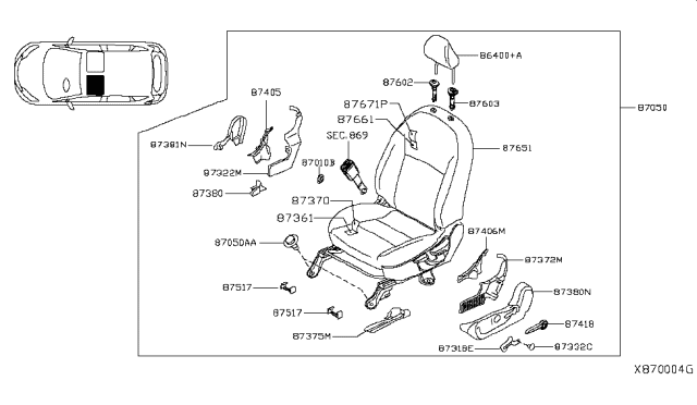 2019 Nissan Kicks  Seat Assy-Front, LH Diagram for 870505RL2A