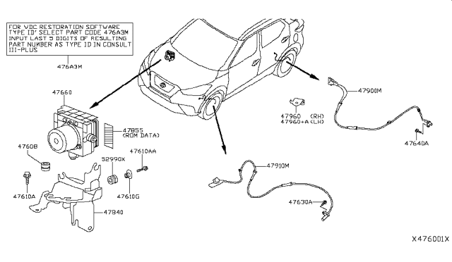 2019 Nissan Kicks  Sensor Assy-Antiskid, Rear Diagram for 479005FA0C