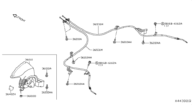 2018 Nissan Kicks Cable Assy-Parking, Rear RH Diagram for 365305RA0A