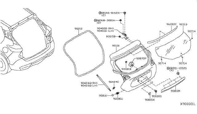 2018 Nissan Kicks Stud-Ball, Back Door Stay Diagram for 90456ED010