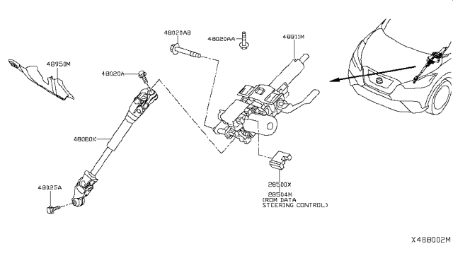 2018 Nissan Kicks  Joint Kit-Steering Column Diagram for D80805RB1A