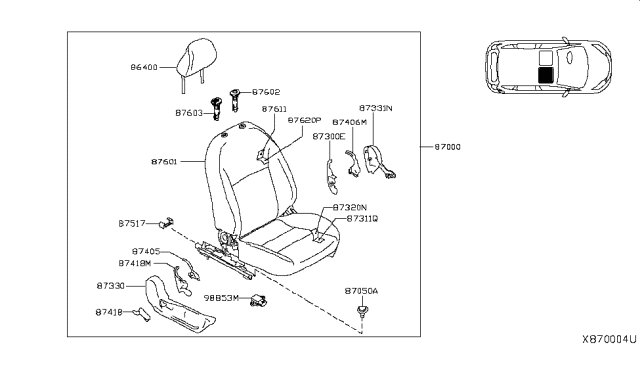 2018 Nissan Kicks  Finisher Assy-Cushion, Front Seat RH Diagram for 873305RB0A