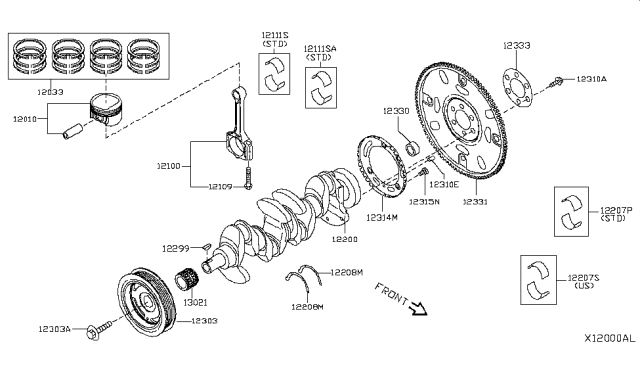 2018 Nissan Kicks  Piston-W/Pin Diagram for 120105RL0B