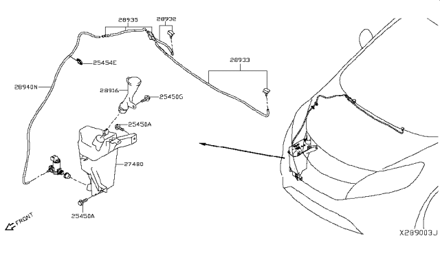 2019 Nissan Kicks  Washer Nozzle Assembly Diagram for 289325RB0A