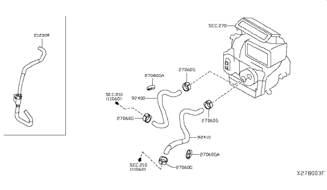 2019 Nissan Kicks Hose-Heater, Outlet Diagram for 924105RB0A