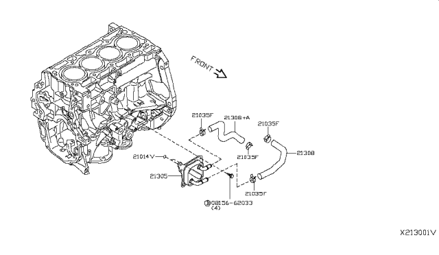 2019 Nissan Kicks  Hose-Water, Oil Cooler Diagram for 213075RB1A