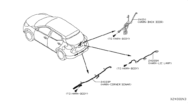 2018 Nissan Kicks  Harness-Back Door Diagram for 240515RL0A