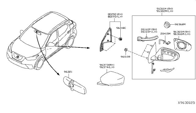 2019 Nissan Kicks Door Mirror Assy-LH Diagram for 963025RL1D