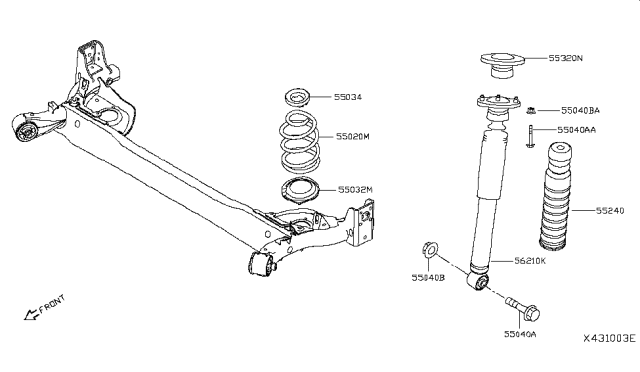 2019 Nissan Kicks  Shock Absorber Kit-Rear Diagram for E62105RL0C