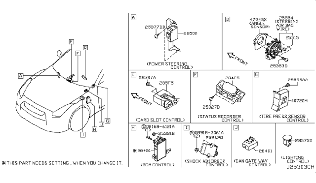 2015 Nissan GT-R Sensor Assembly-Steering Angle Diagram for 479453FY0A