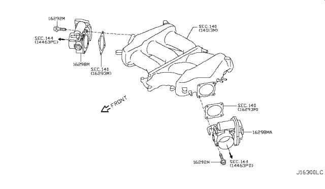 2013 Nissan GT-R  Throttle Chamber Assembly Diagram for 16119JF00F
