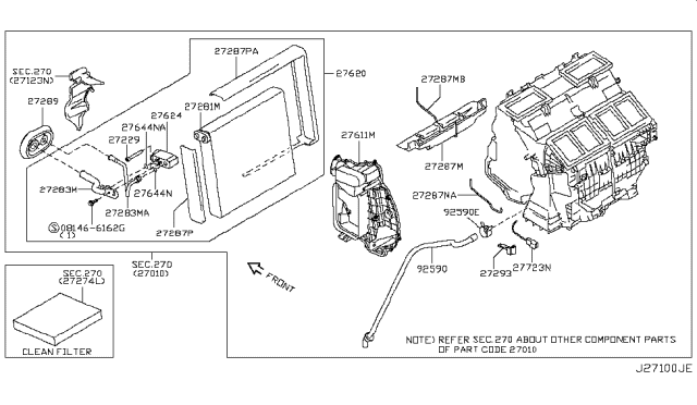 2011 Nissan GT-R  EVAPORATOR, Front Diagram for 27281JF10A
