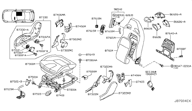 2014 Nissan GT-R  Cushion Assy-Front Seat Diagram for 8730064B3H