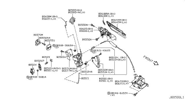 2018 Nissan GT-R  Knob Door Lock Diagram for 80596KB50A