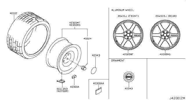 2018 Nissan GT-R Wheel-Aluminum Diagram for D0C006AV0B