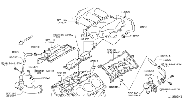 2014 Nissan GT-R  Separator Assy-Breather Diagram for 11830JF00B