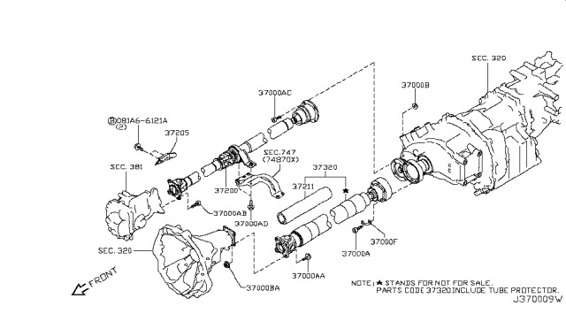 2016 Nissan GT-R Bolt-Fix PROPELLER Shaft Diagram for 37120JD00B
