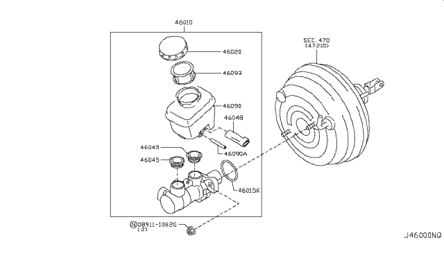 2010 Nissan GT-R Tank-Oil Reservoir Diagram for 46091JF10B