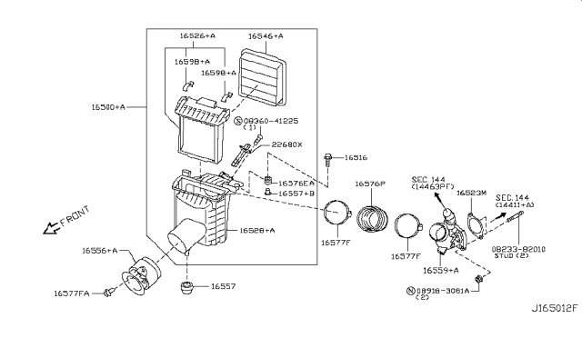 2014 Nissan GT-R  Duct-Air Diagram for 16554JF00B