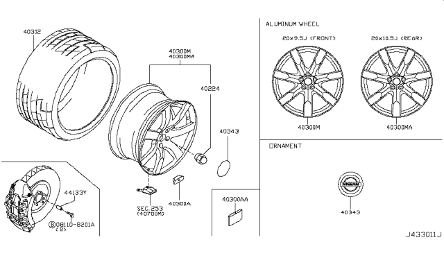 2011 Nissan GT-R  Weight-Wheel Balance Diagram for 40321JF01A