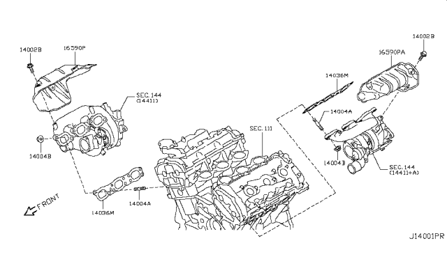 2017 Nissan GT-R  Cover-Exhaust Manifold Diagram for 16590JF01A