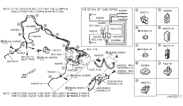2014 Nissan GT-R  Tube Assembly-Brake, Rear LH Diagram for 46283JF15B