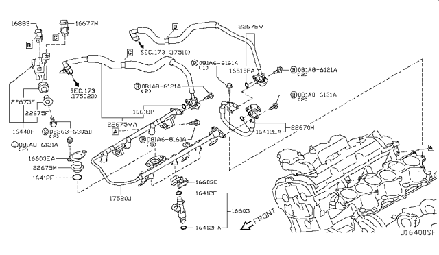 2014 Nissan GT-R  Injector Assy-Fuel Diagram for 1660038B0A