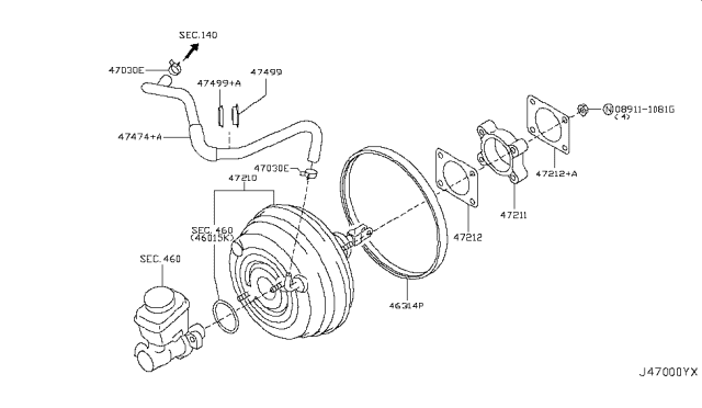 2017 Nissan GT-R  Grommet Diagram for 46366EG010