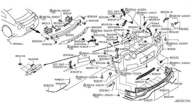 2019 Nissan GT-R  Rear Bumper Fascia, Center Diagram for HEM146AW0A
