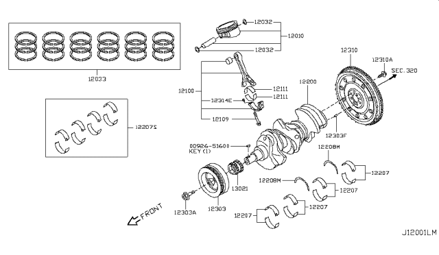 2017 Nissan GT-R  Sprocket-Crankshaft Diagram for 13021JF00A