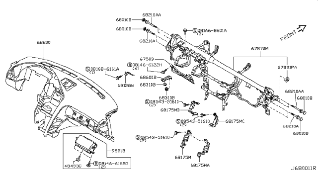 2015 Nissan GT-R Bolt Diagram for 081A68601A
