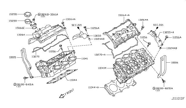 2016 Nissan GT-R Cover Assembly - Valve Rocker Diagram for 13264JF00D