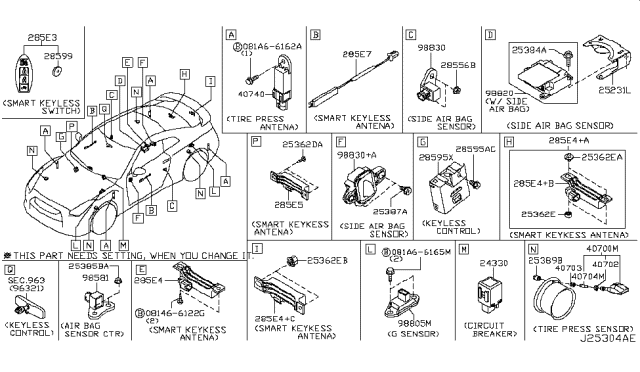 2017 Nissan GT-R Sensor Assy-Side Air Bag, RH Diagram for K88303WY0A