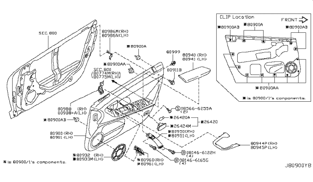 2019 Nissan GT-R Front Door Armrest Right Diagram for 809406AV0A