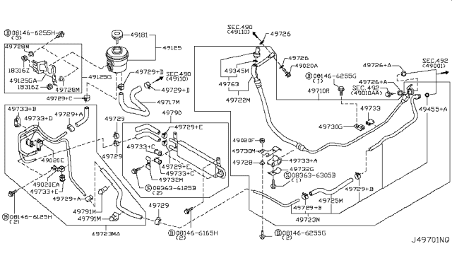 2018 Nissan GT-R  Bracket-Reservoir Tank Diagram for 49191JF00A