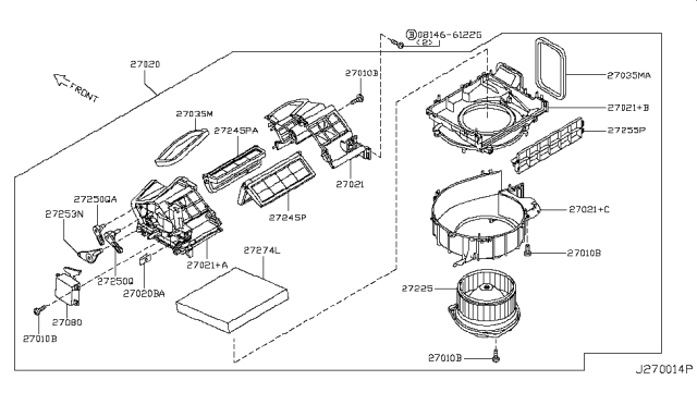 2010 Nissan GT-R  Door-Intake Blower, Front Diagram for 27245AL501