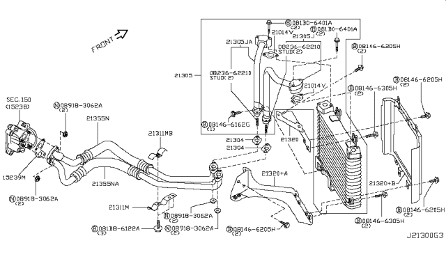 2009 Nissan GT-R  Bracket-Oil Cooler Mounting Diagram for 21340JF01A