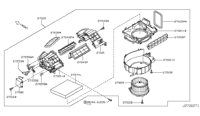 2018 Nissan GT-R  Air Conditioner Air Filter Kit Diagram for 27277EG025