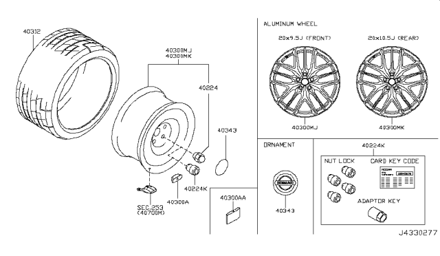 2017 Nissan GT-R  Aluminum Wheel Diagram for D0C006AV0A