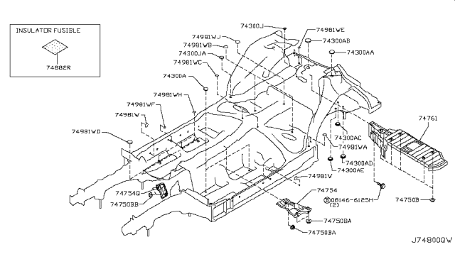 2019 Nissan GT-R  Cover-Hole Diagram for 748490E000