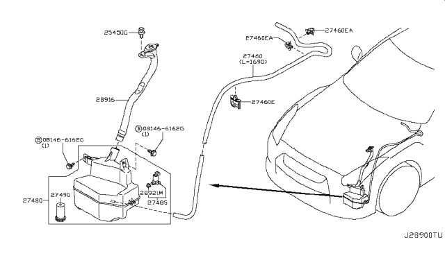 2013 Nissan GT-R  Inlet-Washer Tank Diagram for 28915JF00B
