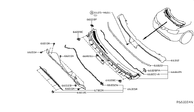 2018 Nissan Rogue  Extension-Cowl Top Diagram for 663184BA0A