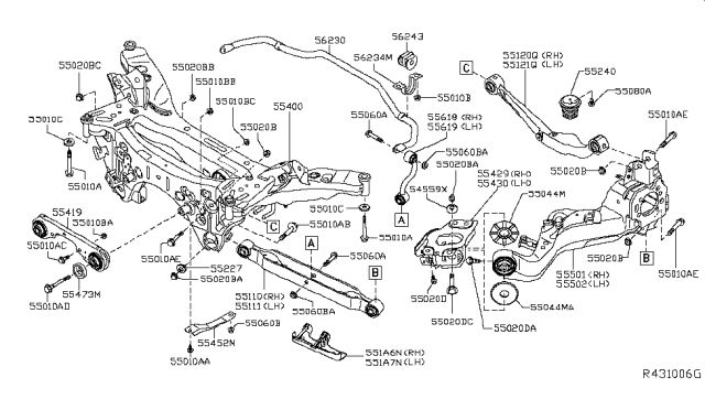 2019 Nissan Rogue  Nut Diagram for 54588JG00B
