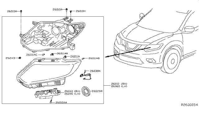 2017 Nissan Rogue  Bulb Diagram for 262618997E